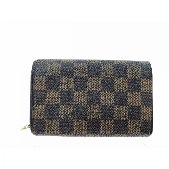 LOUIS VUITTON ルイヴィトン レディース 二つ折り財布 ダミエ ポルト フォイユ トレゾール L字ファスナー N61730  ブラウン｜中古｜なんでもリサイクルビッグバン