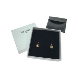 ▼▼ CELINE セリーヌ ピアス ハート＆ロゴ ゴールドカラー レディース アクセサリー Bランク