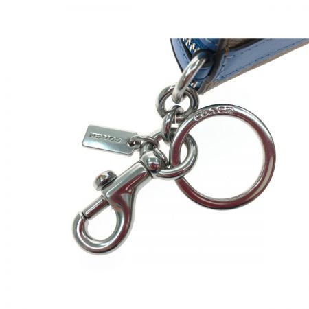  COACH コーチ レディース シグネチャー コインケース キーリング  CK151 ベージュ×スカイブルー