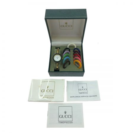  GUCCI グッチ レディース腕時計 クオーツ チェンジベゼル 替ベゼル バングル ブレスウォッチ 11/12.2