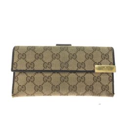 ▼▼ GUCCI グッチ レディース 長財布 GGキャンバス Wホック 角スレ有 257012 Cランク