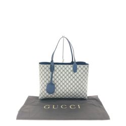▼▼ GUCCI グッチ レディース GGスプリーム リバーシブル トートバッグ 368568 ネイビー Bランク
