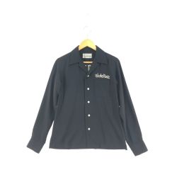 ▼▼ WACKO MARIA ワコマリア メンズ 長袖シャツ 刺繍ロゴ ポリエステル/レーヨン SIZE S ブラック Bランク