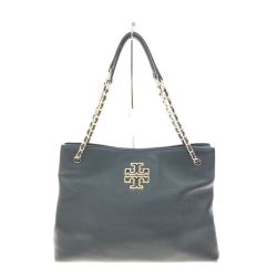 ▼▼ TORY BURCH トリーバーチ レディース トートバッグ ブリテンロゴ チェーン ショルダートート レザー 60396 ブラック Bランク
