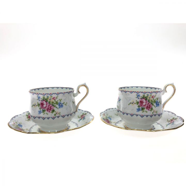 ROYAL ALBERT ロイヤルアルバート 洋食器 プチポワン ティーカップ&ソーサー 2客セット｜中古｜なんでもリサイクルビッグバン