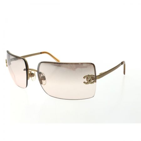  CHANEL シャネル アイウェア サングラス ココマーク ラインストーン ゴールド メタル 4092-B ベージュ