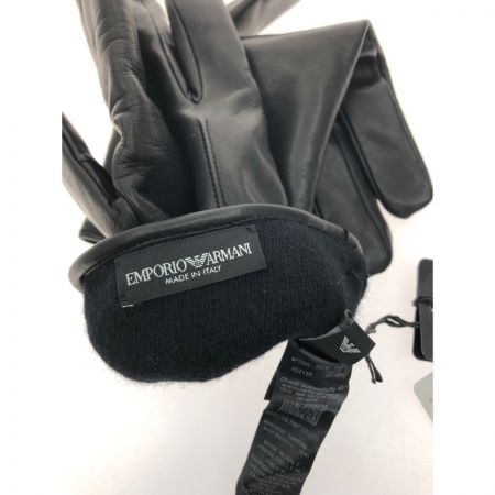  EMPORIO ARMANI エンポリオアルマーニ メンズ レザーグローブ 手袋 ラムレザー 裏起毛 タグ付 Lサイズ ブラック
