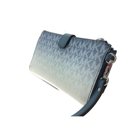  MICHAEL KORS マイケルコース ユニセックス 二つ折り長財布 トラベル ジェットセット シグネチャー ブルー