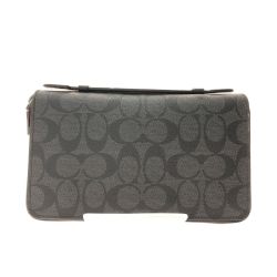 ▼▼ COACH コーチ メンズ長財布 ダブルジップ シグネチャー モノグラム トラベル オーガナイザー 93504 ブラック Bランク