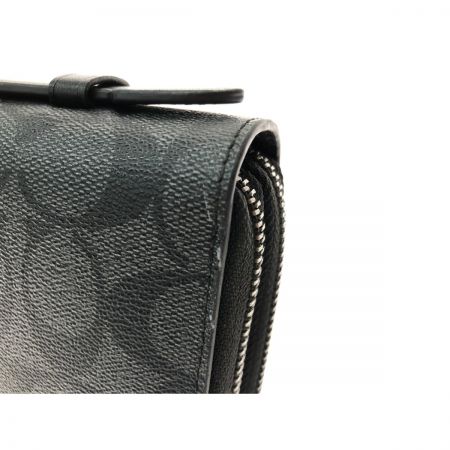  COACH コーチ メンズ長財布 ダブルジップ シグネチャー モノグラム トラベル オーガナイザー 93504 ブラック