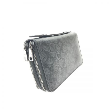  COACH コーチ メンズ長財布 ダブルジップ シグネチャー モノグラム トラベル オーガナイザー 93504 ブラック