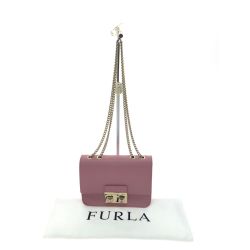 ▼▼ FURLA フルラ レディース ミニショルダーバッグ 2重 チェーンバッグ ピンク Aランク