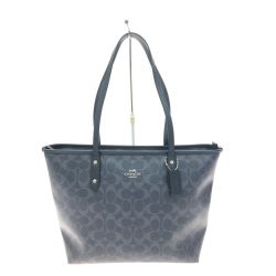 ▼▼ COACH コーチ ユニセックス トートバッグ シグネチャー シティ ショルダートート F37475 ネイビー Bランク