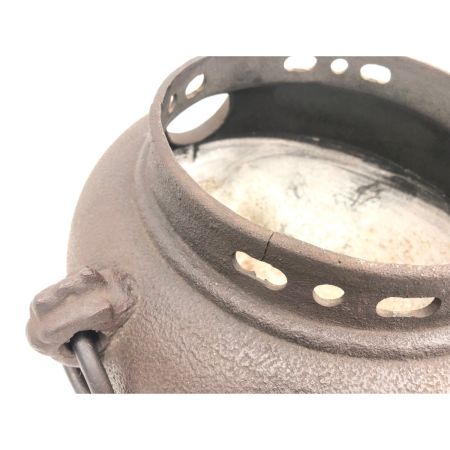   茶道具 三足 風炉釜 茶釜 鉄丸釜 唐金蓋 古道具 アンティーク