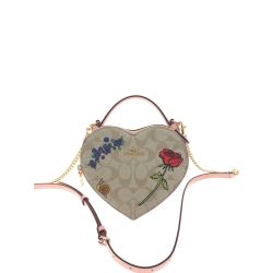 ▼▼ COACH コーチ ハートショルダーバッグ シグネチャー 斜め掛け クロスボディ アウトレット CU373 ベージュ Aランク