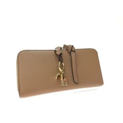 ▼▼ Chloe クロエ レディース 長財布 ラウンドファスナー Alphabet アルファベット レザー メタルチャーム ベージュ Bランク