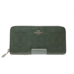 ▼▼ COACH コーチ レディース長財布 ラグジュアリー パフォレイテッド シグネチャー ロング ジップ アラウンド ウォレット C4715 グリーン Bランク