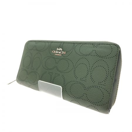  COACH コーチ レディース長財布 ラグジュアリー パフォレイテッド シグネチャー ロング ジップ アラウンド ウォレット C4715 グリーン