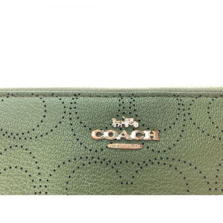  COACH コーチ レディース長財布 ラグジュアリー パフォレイテッド シグネチャー ロング ジップ アラウンド ウォレット C4715 グリーン
