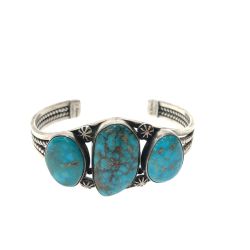 ▼▼  シルバーアクセサリー バングル g.Bighand刻印 ビッグハンド インディアンジュエリー ターコイズ3連石 Bランク