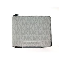 ▼▼ MICHAEL KORS マイケルコース メンズ 二つ折り財布 シグネチャー W ビルフォールド ジップ アラウンド 36U2LCOF3B ホワイト Bランク