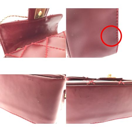  CHANEL シャネル ミニマトラッセ ワイルドステッチ レッド ショルダーバッグ A35200 エンジ