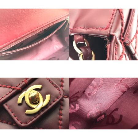  CHANEL シャネル ミニマトラッセ ワイルドステッチ レッド ショルダーバッグ A35200 エンジ