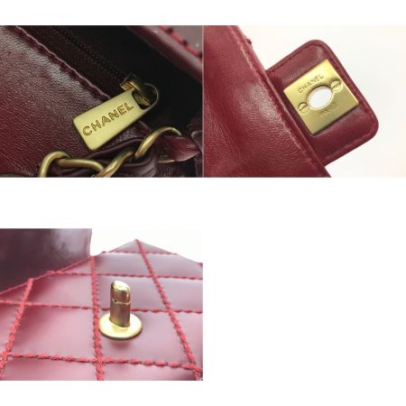  CHANEL シャネル ミニマトラッセ ワイルドステッチ レッド ショルダーバッグ A35200 エンジ