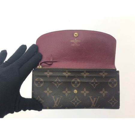  LOUIS VUITTON ルイヴィトン レディース 長財布 モノグラム ポルト・フォイユ・エミリー M61289 ブラウン×ボルドー