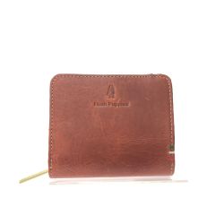 ▼▼ HUSH PUPPIES ハッシュパピー ユニセックス 二つ折り財布 ラウンドファスナー タンポナートレザー ブラウン Aランク