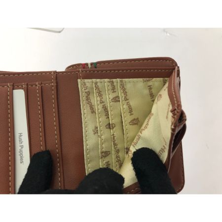  HUSH PUPPIES ハッシュパピー ユニセックス 二つ折り財布 ラウンドファスナー タンポナートレザー ブラウン