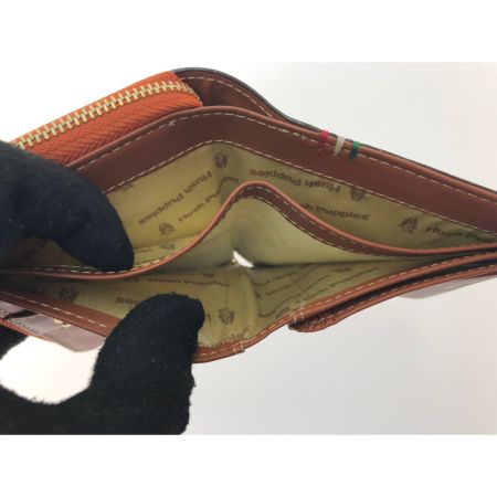  HUSH PUPPIES ハッシュパピー ユニセックス 二つ折り財布 ラウンドファスナー タンポナートレザー ブラウン