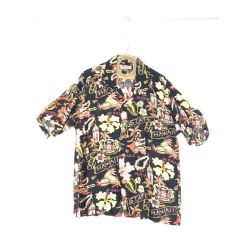 ▼▼ SUN SURF サンサーフ メンズ アロハシャツ 東洋 STATE OF HAWAII 119 SIZE L SS38792 ブラック Bランク
