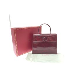 ▼▼ Cartier カルティエ レディース ハンドバッグ ハッピーバースデイ ワンハンドル エナメルカーフ 4H0725 ボルドー Bランク