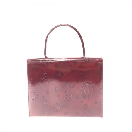  Cartier カルティエ レディース ハンドバッグ ハッピーバースデイ ワンハンドル エナメルカーフ 4H0725 ボルドー