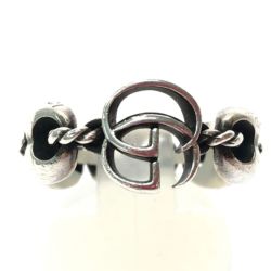 ▼▼ GUCCI グッチ シルバーアクセサリー シルバーリング ダブルG マリーナチェーンリング 14号 Bランク