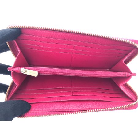  COACH コーチ レディース長財布 ラウンドファスナー デボスド シグネチャー パテント アコーディオン F54805 ショッキングピンク