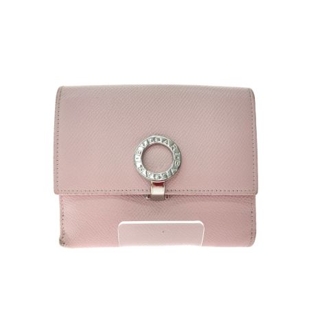  BVLGARI ブルガリ レディース Wホック 二つ折り財布 クリップホック 小銭入れ有 ライトピンク