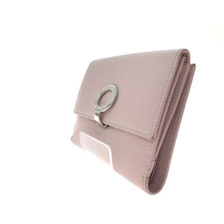  BVLGARI ブルガリ レディース Wホック 二つ折り財布 クリップホック 小銭入れ有 ライトピンク