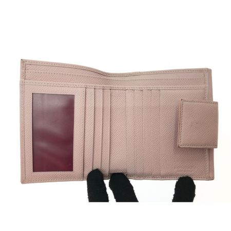  BVLGARI ブルガリ レディース Wホック 二つ折り財布 クリップホック 小銭入れ有 ライトピンク