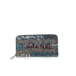 ▼▼ COACH コーチ レディース 長財布 ラウンドファスナー シグネチャー MintSerf  CM837 マルチカラー Aランク