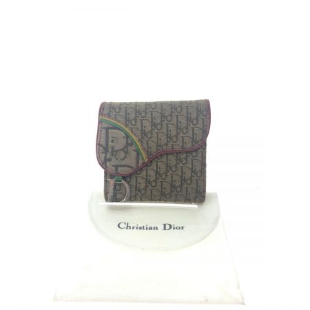  Christian Dior クリスチャンディオール レディース 三つ折り財布 トロッター サドルウォレット ラスタ D金具 ベージュ