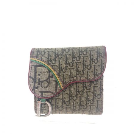  Christian Dior クリスチャンディオール レディース 三つ折り財布 トロッター サドルウォレット ラスタ D金具 ベージュ