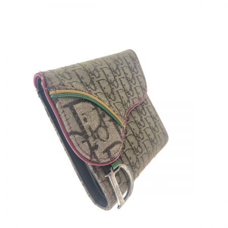  Christian Dior クリスチャンディオール レディース 三つ折り財布 トロッター サドルウォレット ラスタ D金具 ベージュ