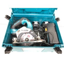 ▼▼ MAKITA マキタ 丸のこ コードレス式 18v 充電器・充電池2個・ケース付 HS474D ブルー Bランク