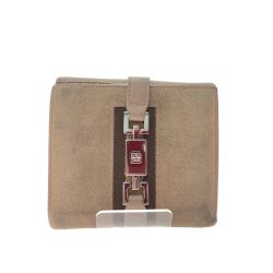 ▼▼ GUCCI グッチ レディース 二つ折り財布 ジャッキー スエード レザー ベージュ Cランク