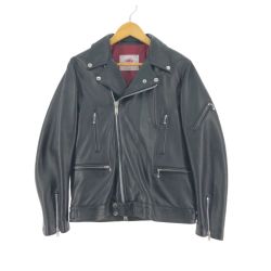 ▼▼ JAMES GROSE ジェームスグロース 羊革 ダブルライダースジャケット SIZE38 ブラック Bランク