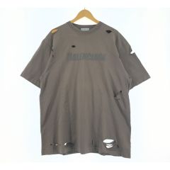  BALENCIAGA バレンシアガ DESTROYED FLATGROUND Tシャツ ダメージ加工 SIZE XXS オリーブ Aランク