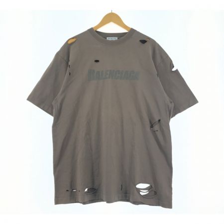  BALENCIAGA バレンシアガ DESTROYED FLATGROUND Tシャツ ダメージ加工 SIZE XXS オリーブ