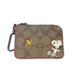 ▼▼ COACH コーチ ユニセックス カードケース 小物入れ シグネチャー スヌーピーコラボ PEANUTS CE716 ベージュ Bランク